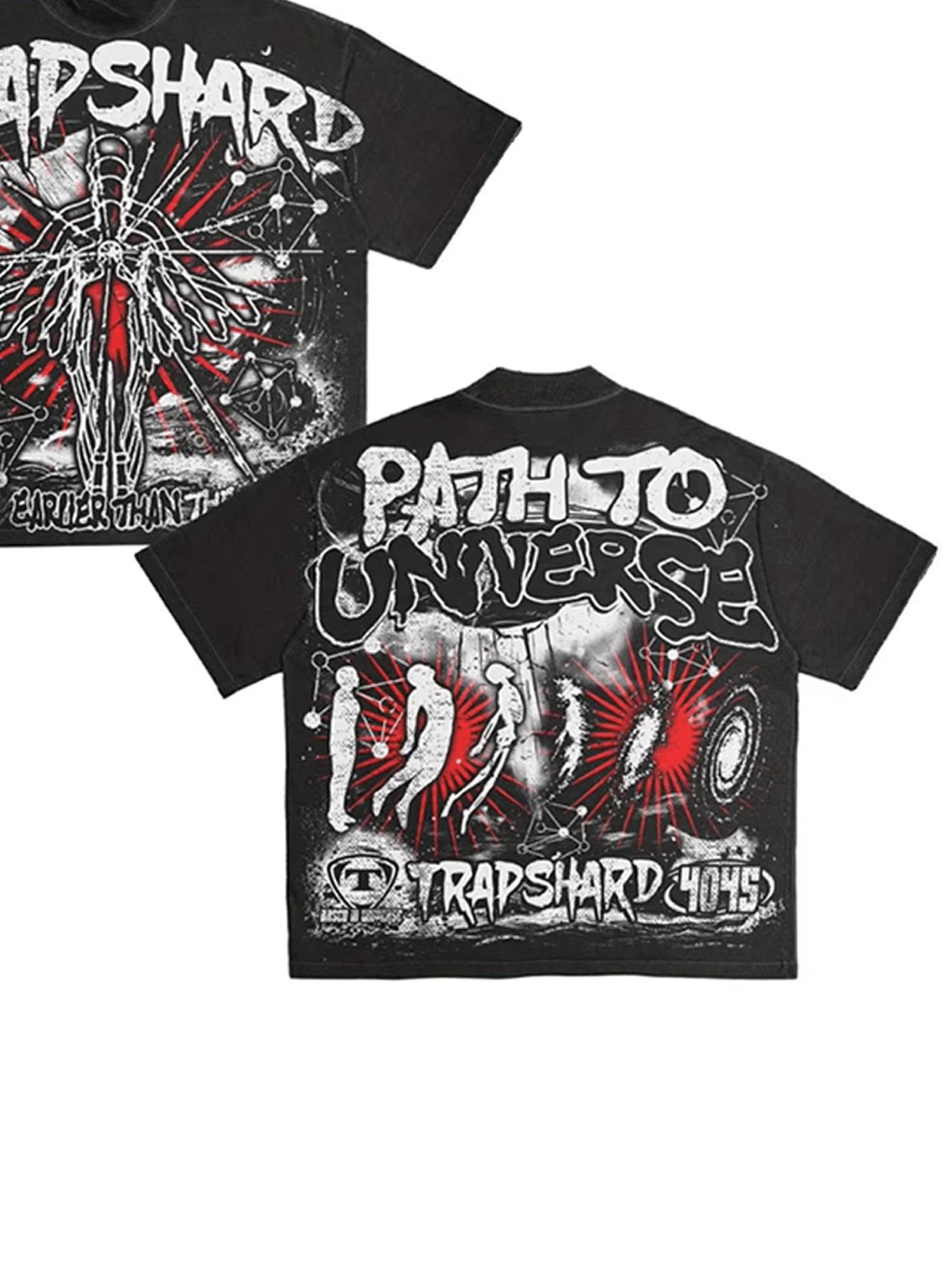 Men's Y2K style pattern T-shirt 100% cotton soft and breathable retro summer streetwear "TRAPSHARD" design casual short sleeves